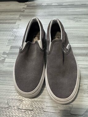 Vans Slip-On Suede Sneakers in Dark Gray
